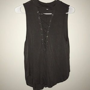 Charlotte Russe low cut with ties flowy tank